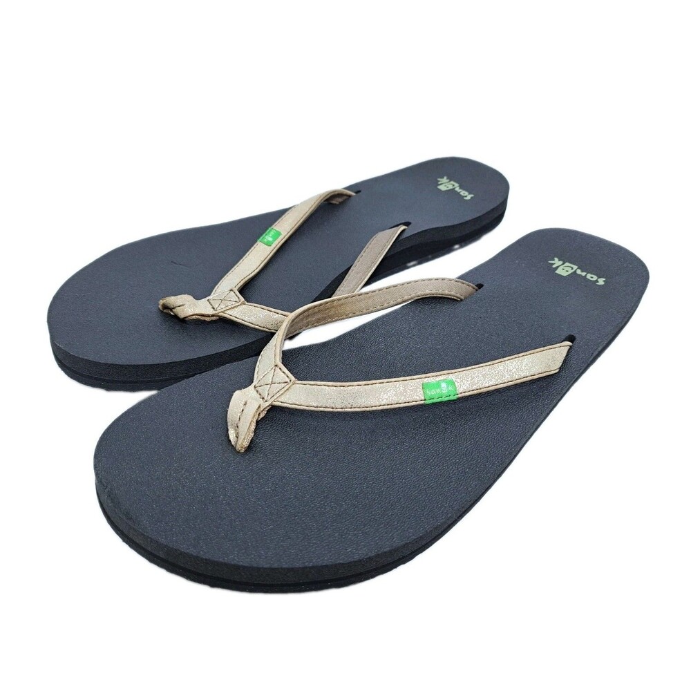 Sanuk Yoga Spree Women's 10 Metallic Gold Flip Flops Casual Sandals Beach